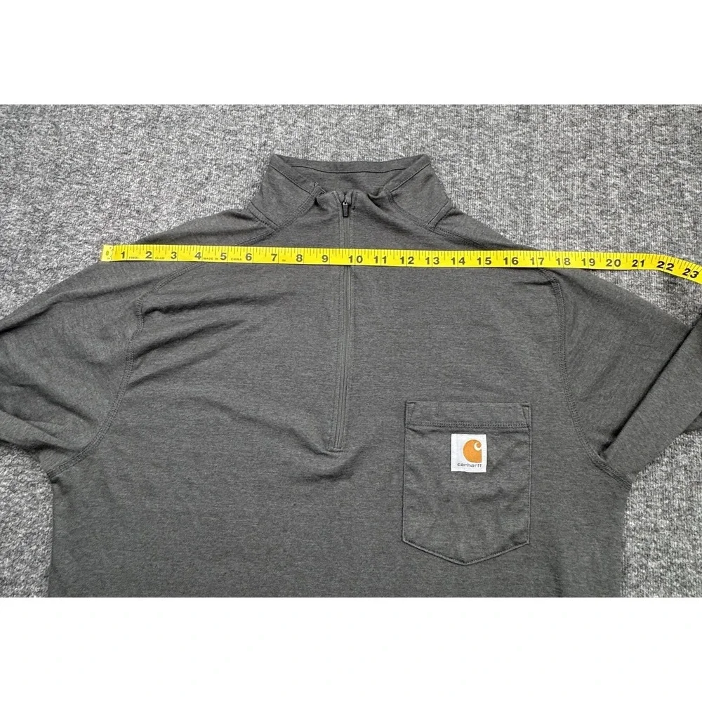 Carhartt Force Quarter Zip Pocket Long‎ Sleeve Gray Men's M Relaxed Fit TK4255-M